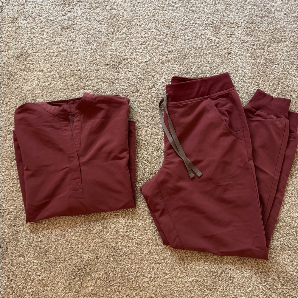 FIGS Dark Cherry Scrub Set